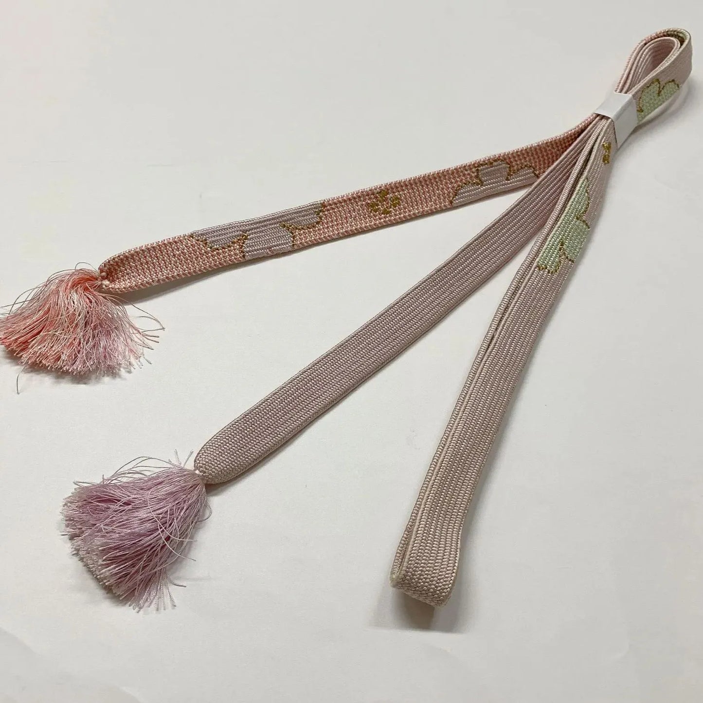 7722# Japanese Kimono Accessory Vintage Obiage and Obijime 2-piece Set Silk