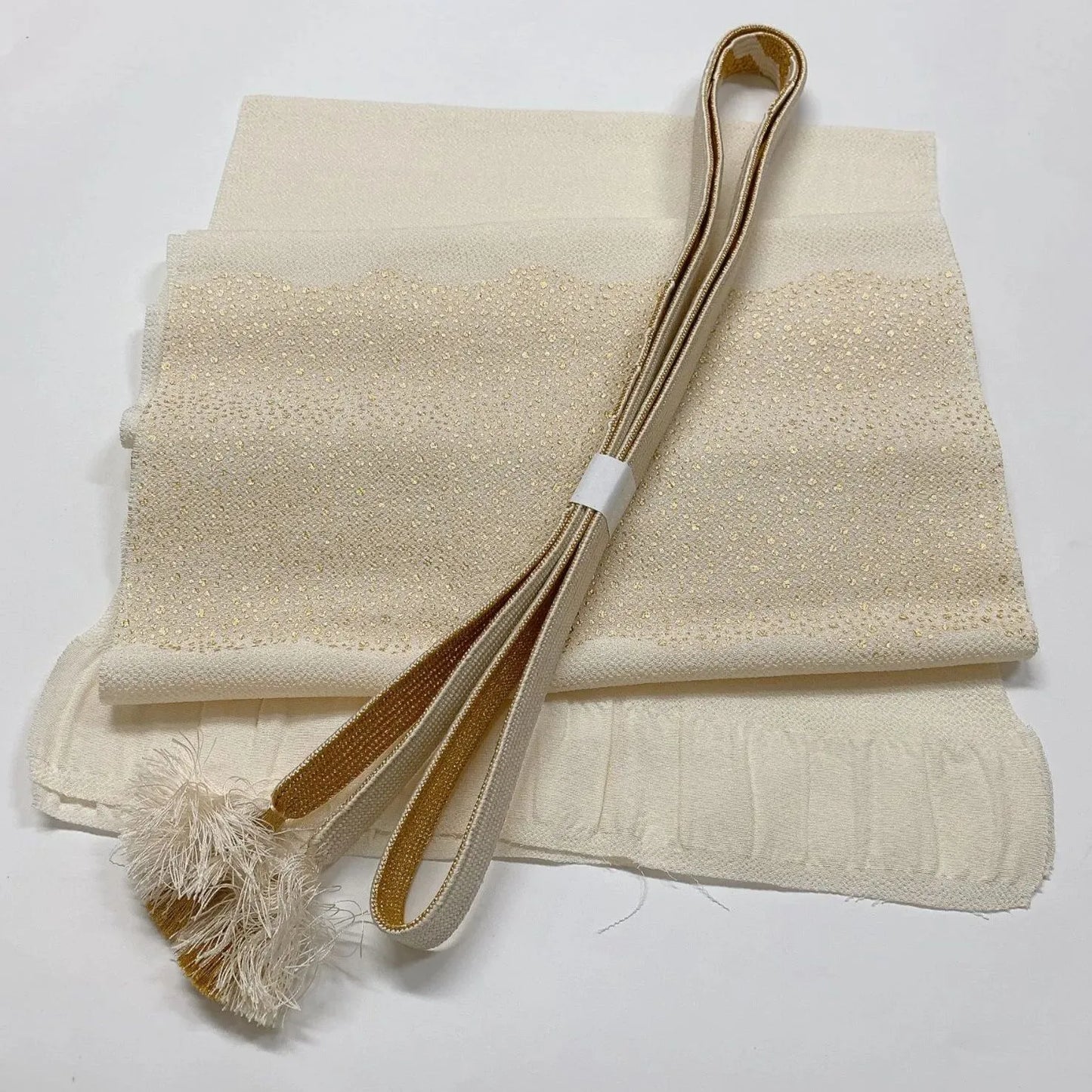 7728# Japanese Kimono Accessory Vintage Obiage and Obijime 2-piece Set Silk