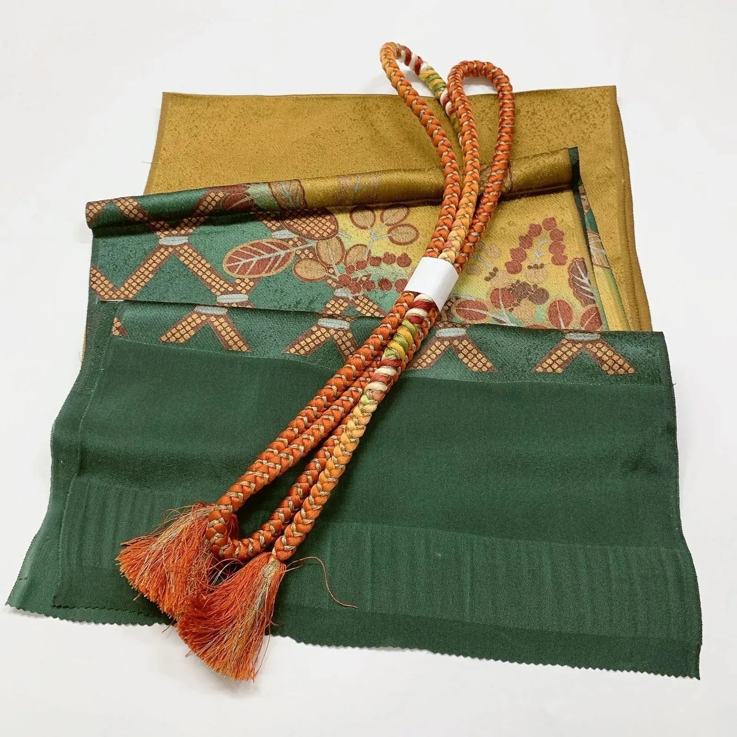 7730# Japanese Kimono Accessory Vintage Obiage and Obijime 2-piece Set Silk