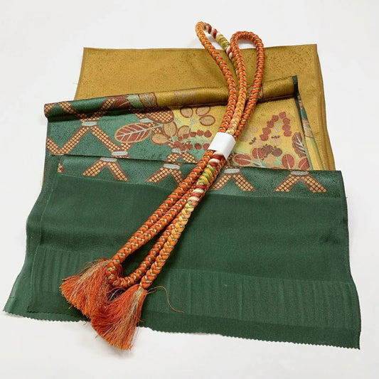 7730# Japanese Kimono Accessory Vintage Obiage and Obijime 2-piece Set Silk