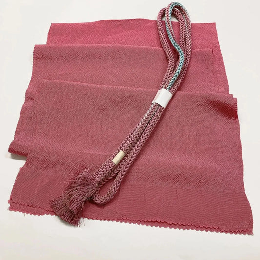 7731# Japanese Kimono Accessory Vintage Obiage and Obijime 2-piece Set Silk
