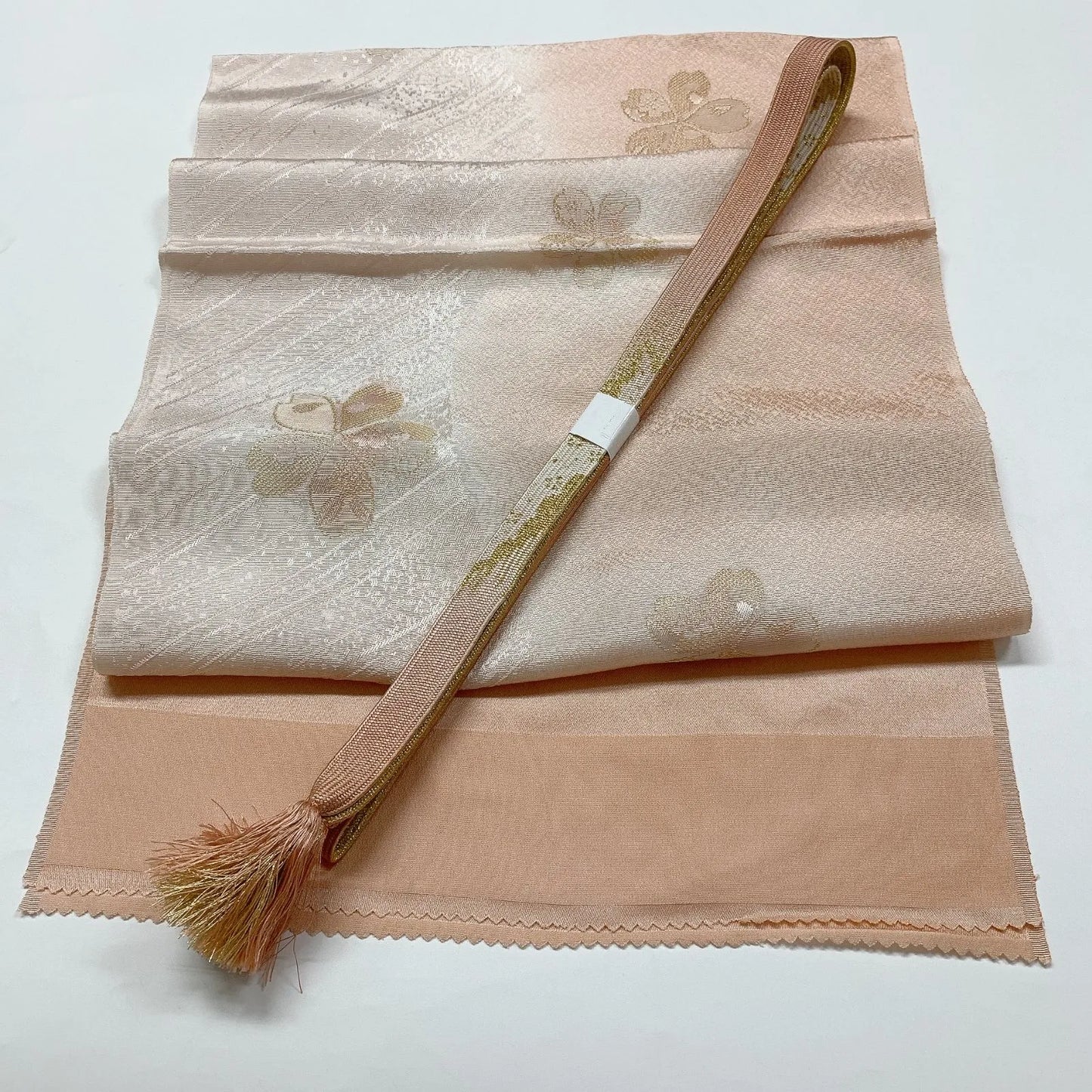 7747# Japanese Kimono Accessory Vintage Obiage and Obijime 2-piece Set Silk
