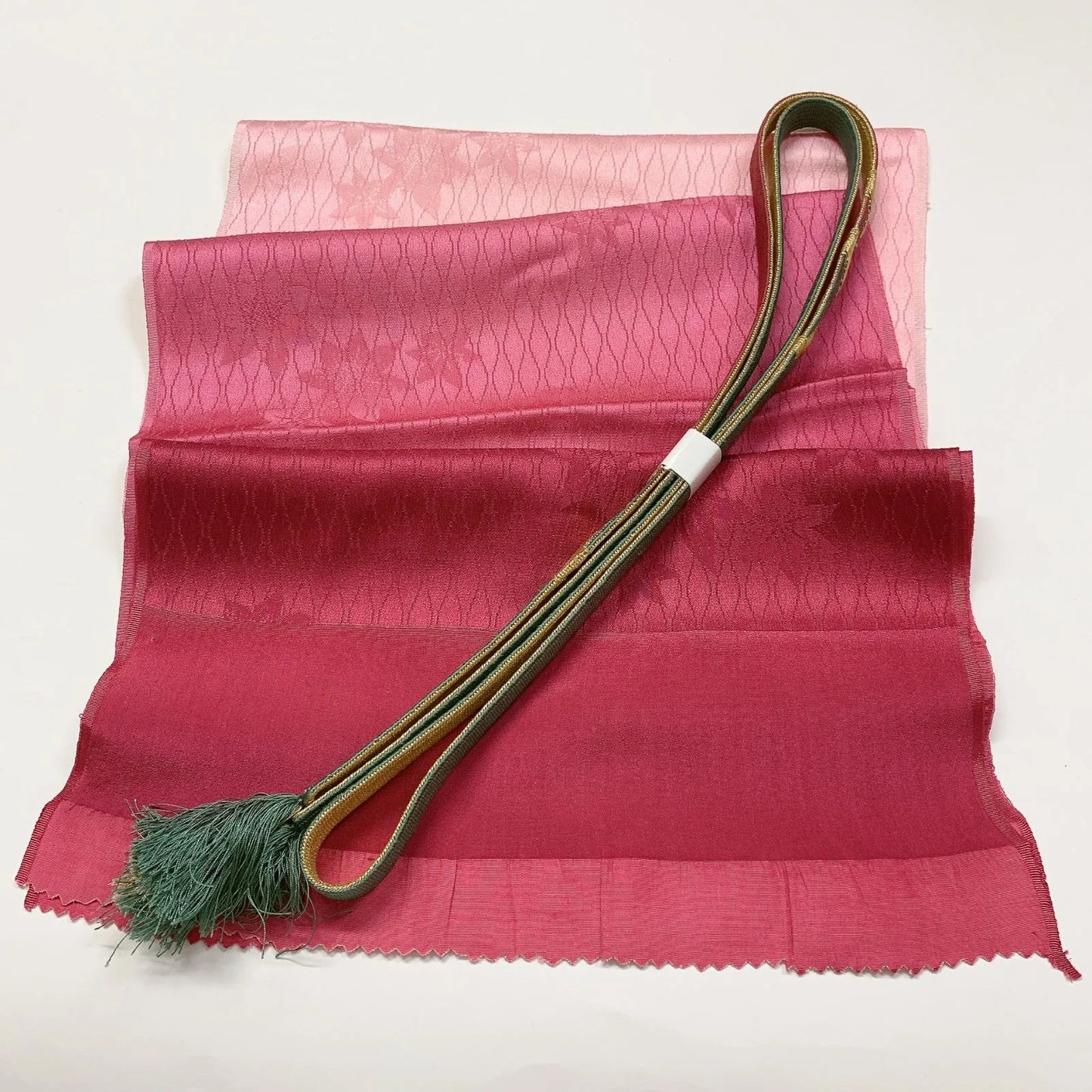 7749# Japanese Kimono Accessory Vintage Obiage and Obijime 2-piece Set Silk