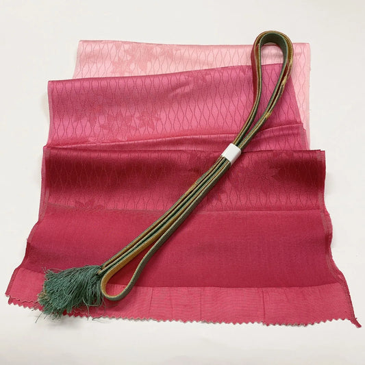7749# Japanese Kimono Accessory Vintage Obiage and Obijime 2-piece Set Silk