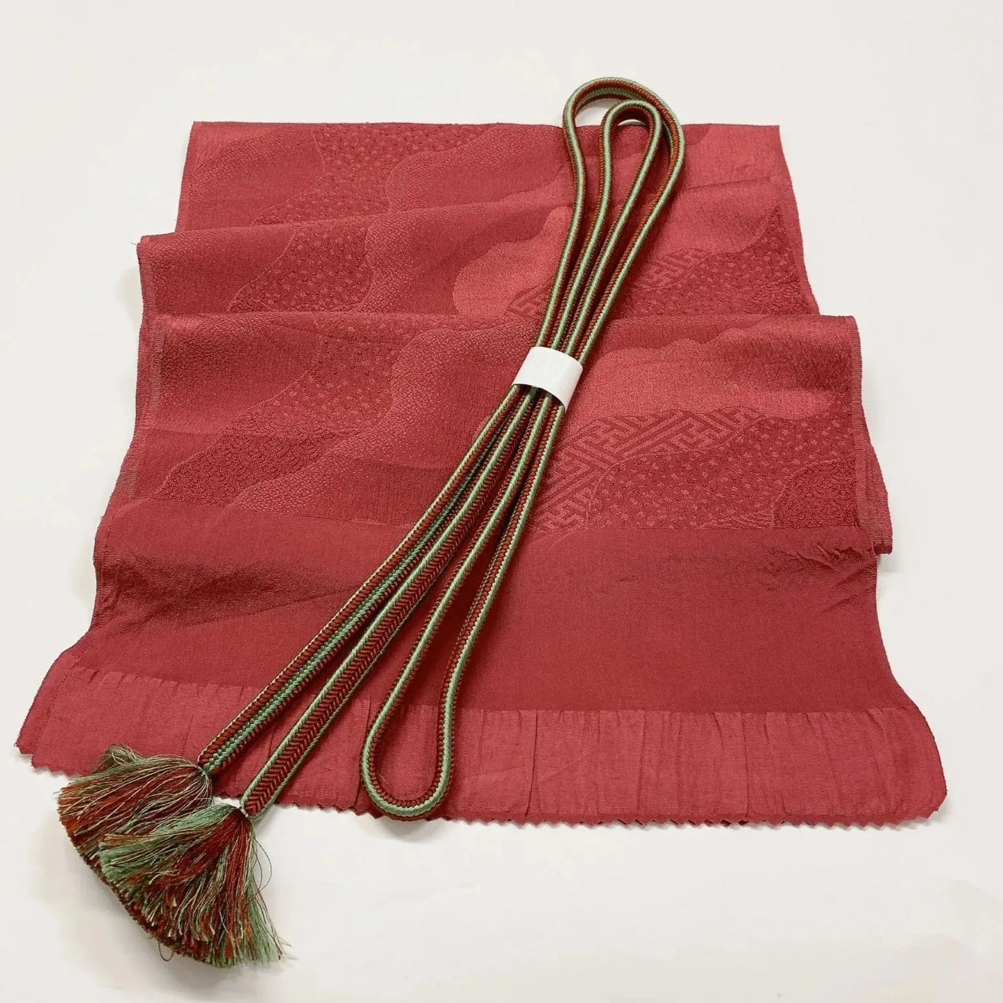 7733# Japanese Kimono Accessory Vintage Obiage and Obijime 2-piece Set Silk