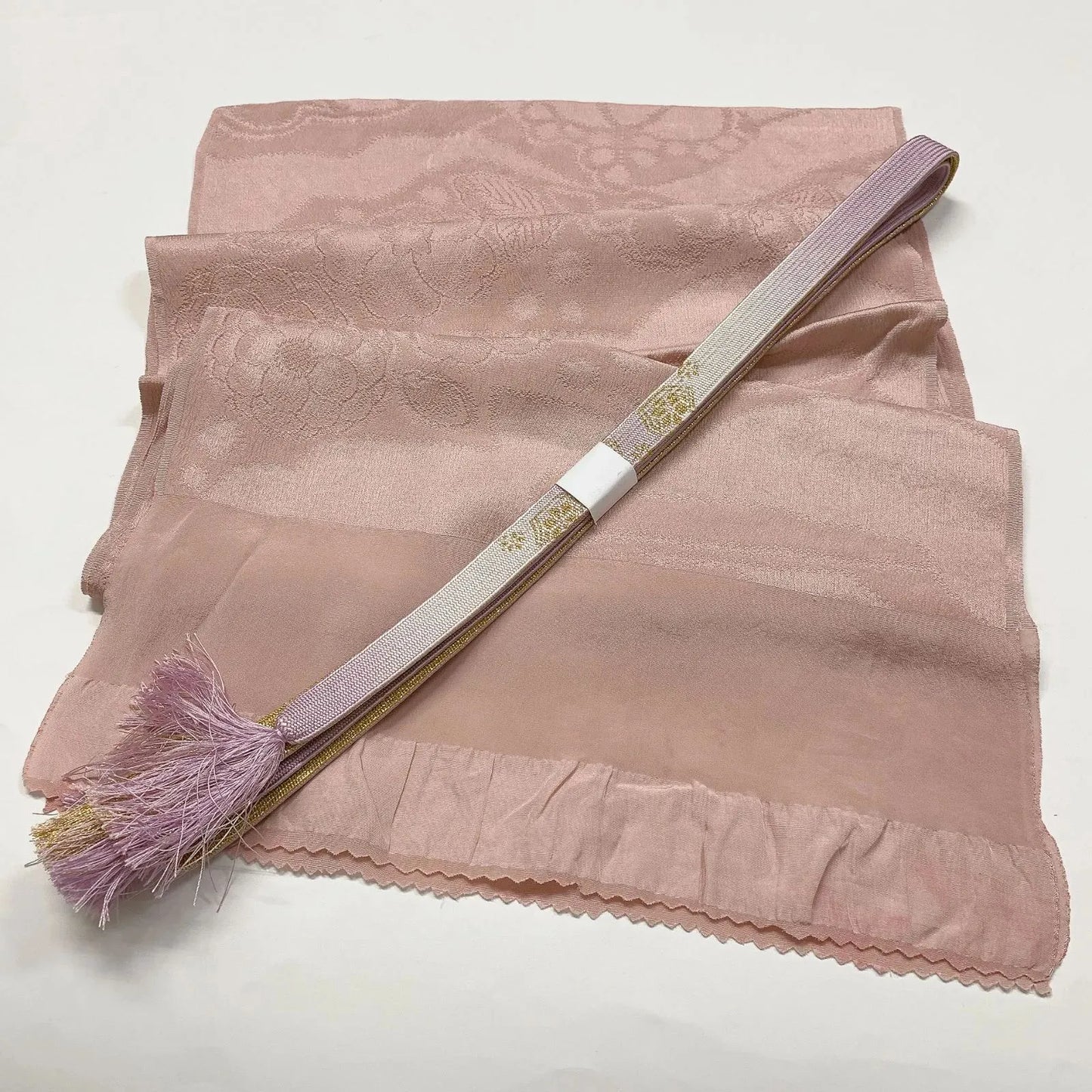 7739# Japanese Kimono Accessory Vintage Obiage and Obijime 2-piece Set Silk