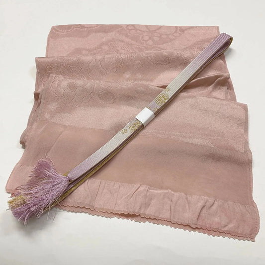 7739# Japanese Kimono Accessory Vintage Obiage and Obijime 2-piece Set Silk