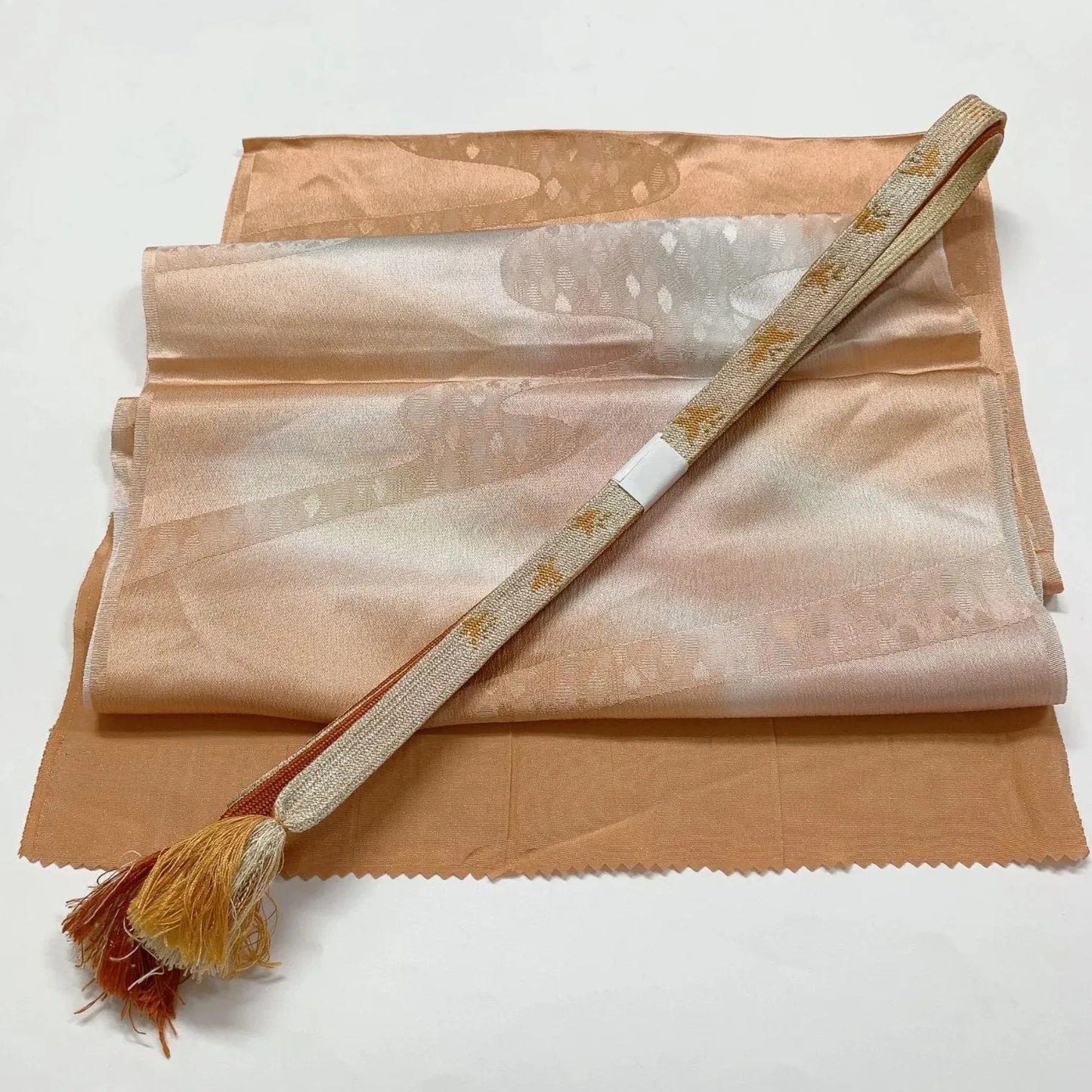 7740# Japanese Kimono Accessory Vintage Obiage and Obijime 2-piece Set Silk