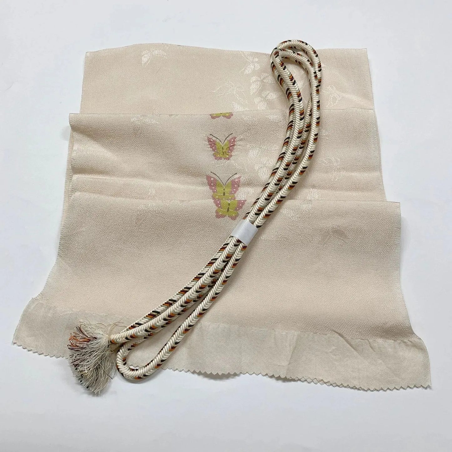 7744# Japanese Kimono Accessory Vintage Obiage and Obijime 2-piece Set Silk