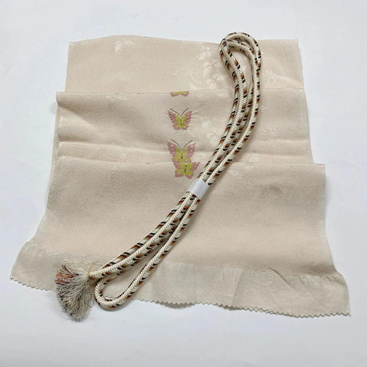 7744# Japanese Kimono Accessory Vintage Obiage and Obijime 2-piece Set Silk