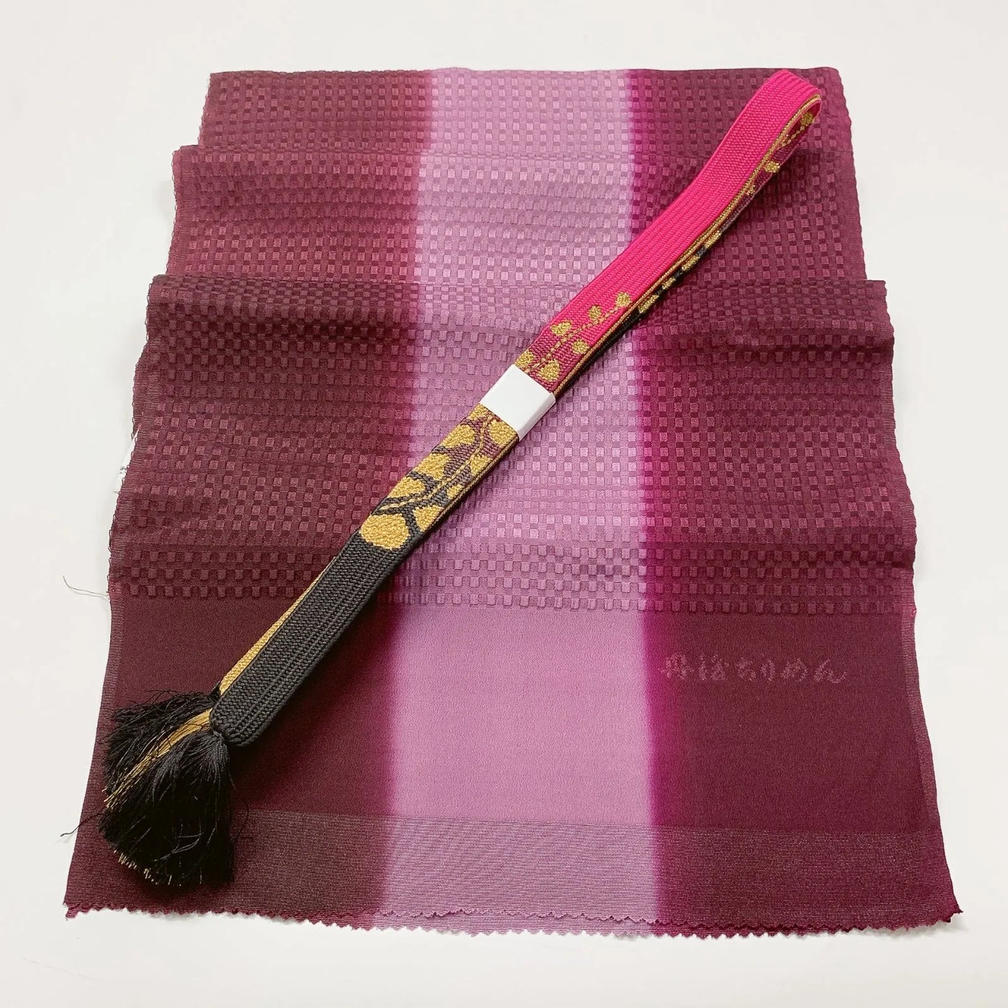7774# Japanese Kimono Accessory Vintage Obiage and Obijime 2-piece Set Silk