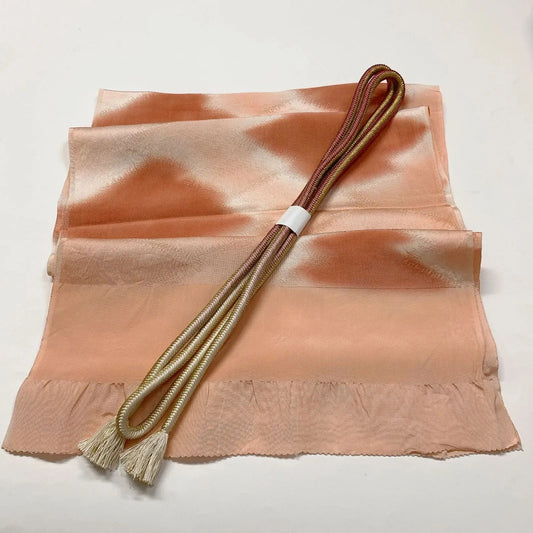 7753# Japanese Kimono Accessory Vintage Obiage and Obijime 2-piece Set Silk