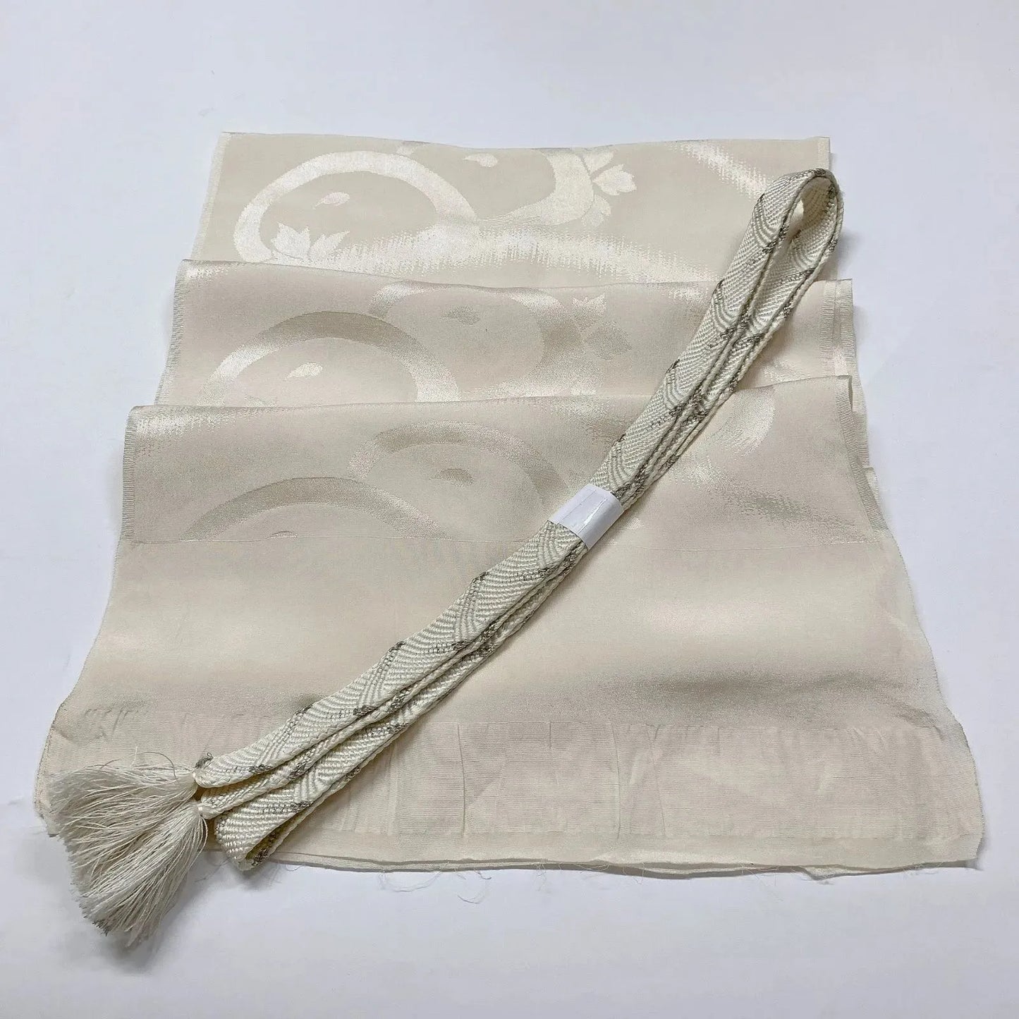 7755# Japanese Kimono Accessory Vintage Obiage and Obijime 2-piece Set Silk