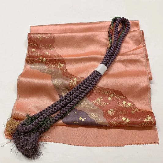 7759# Japanese Kimono Accessory Vintage Obiage and Obijime 2-piece Set Silk