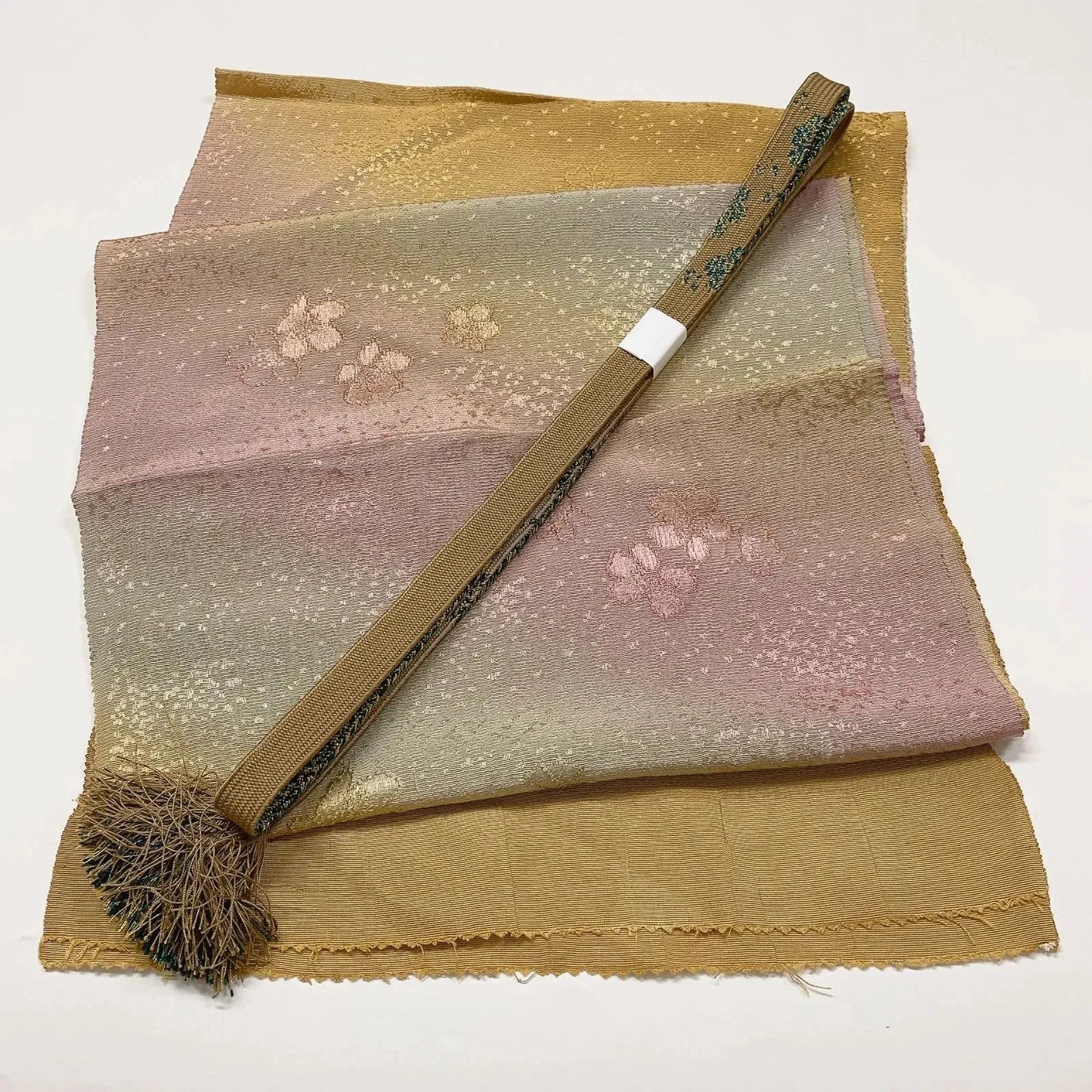 7762# Japanese Kimono Accessory Vintage Obiage and Obijime 2-piece Set Silk