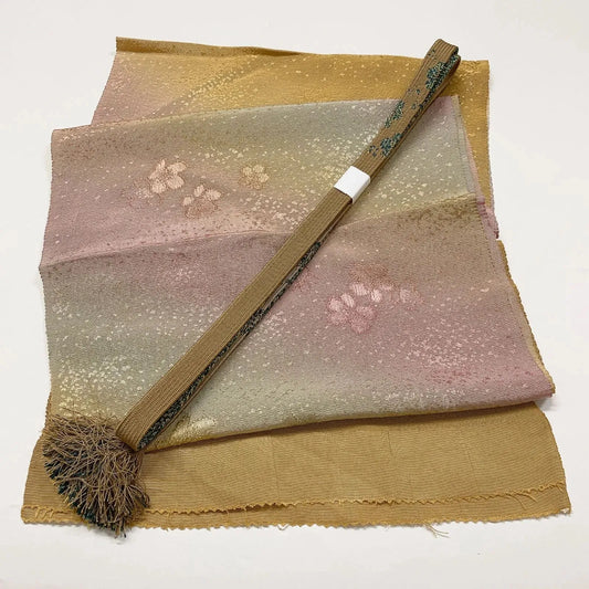7762# Japanese Kimono Accessory Vintage Obiage and Obijime 2-piece Set Silk