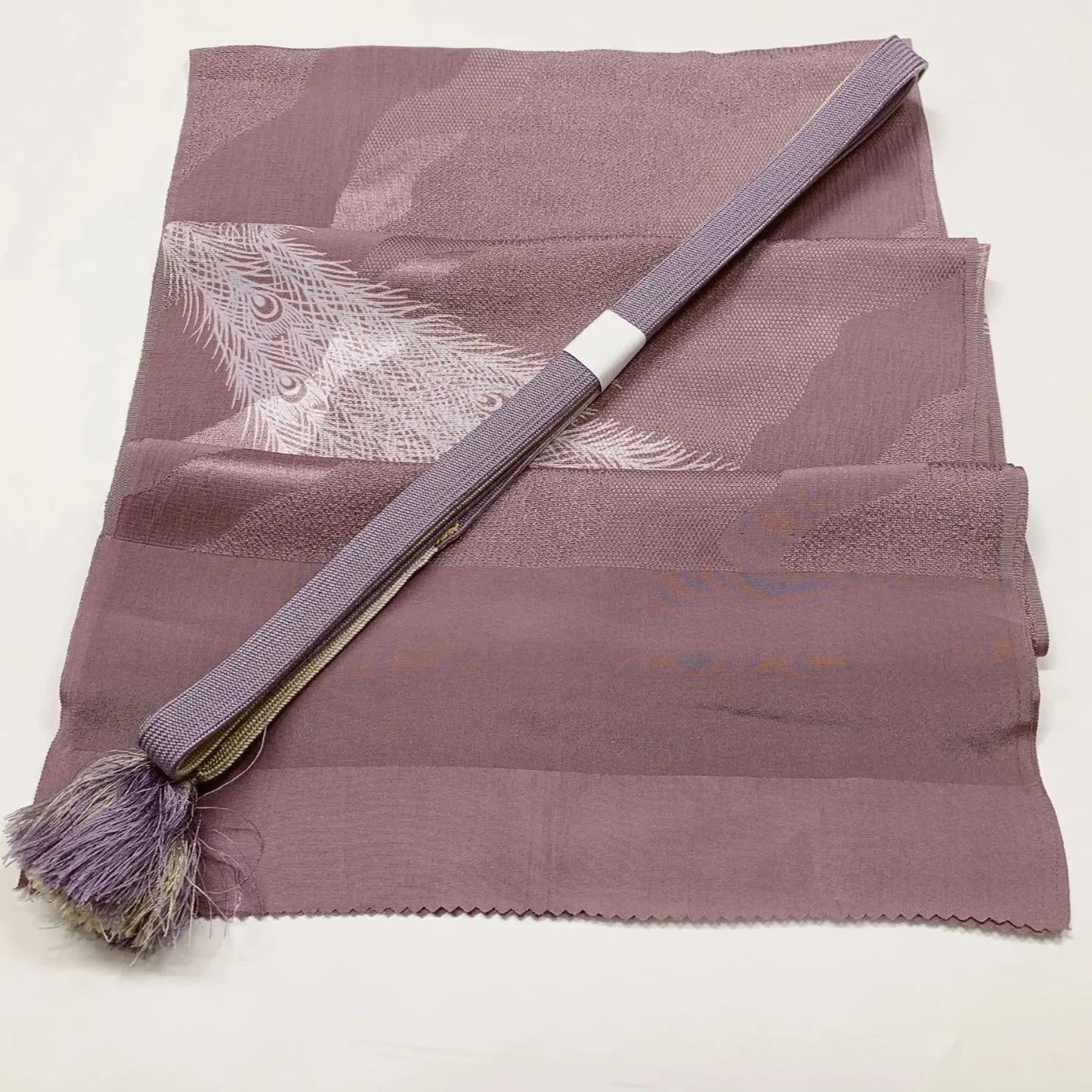 7765# Japanese Kimono Accessory Vintage Obiage and Obijime 2-piece Set Silk