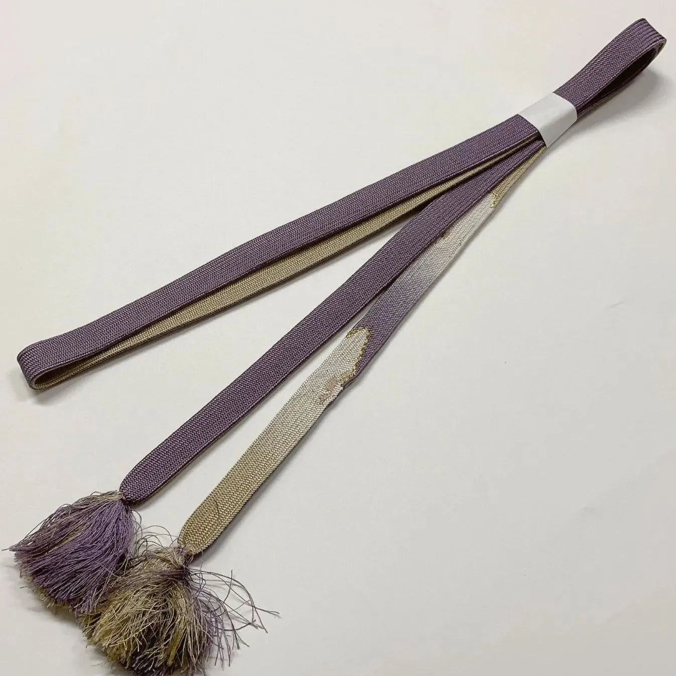 7765# Japanese Kimono Accessory Vintage Obiage and Obijime 2-piece Set Silk