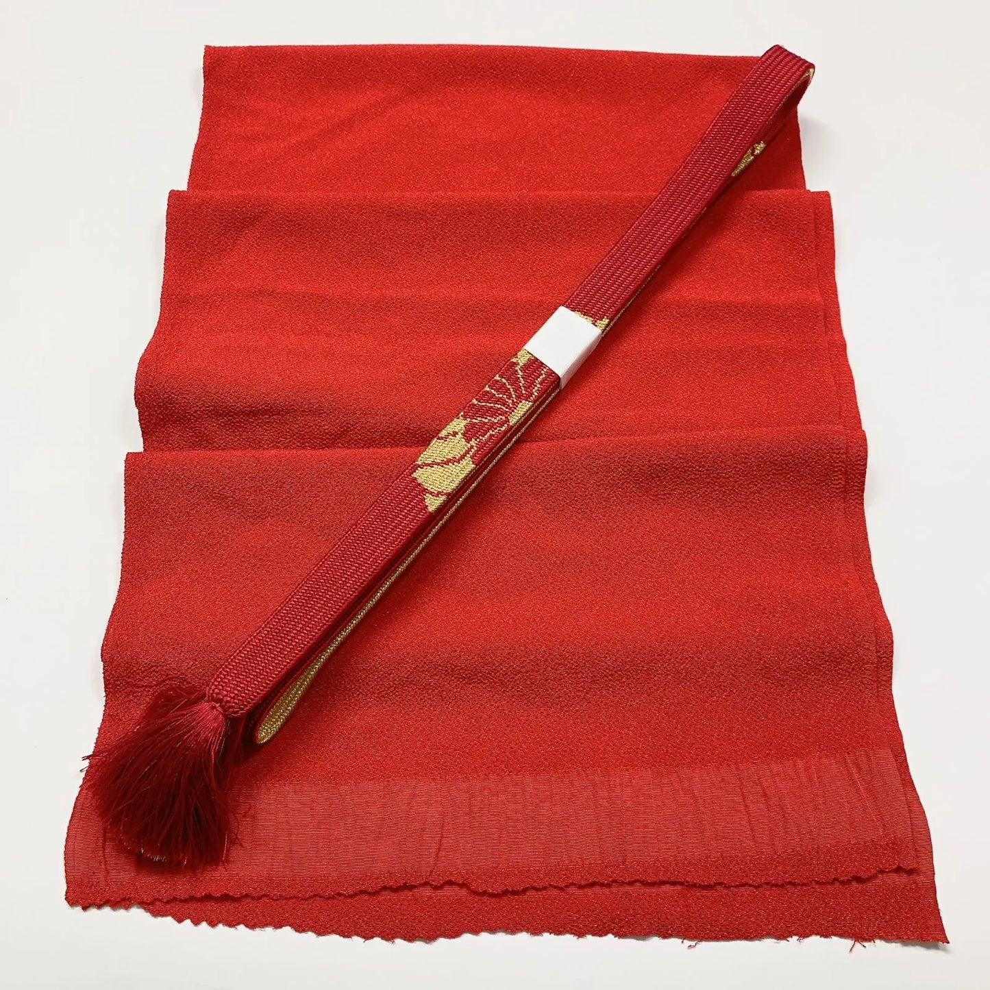 7781# Japanese Kimono Accessory Vintage Obiage and Obijime 2-piece Set Silk