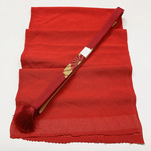 7781# Japanese Kimono Accessory Vintage Obiage and Obijime 2-piece Set Silk