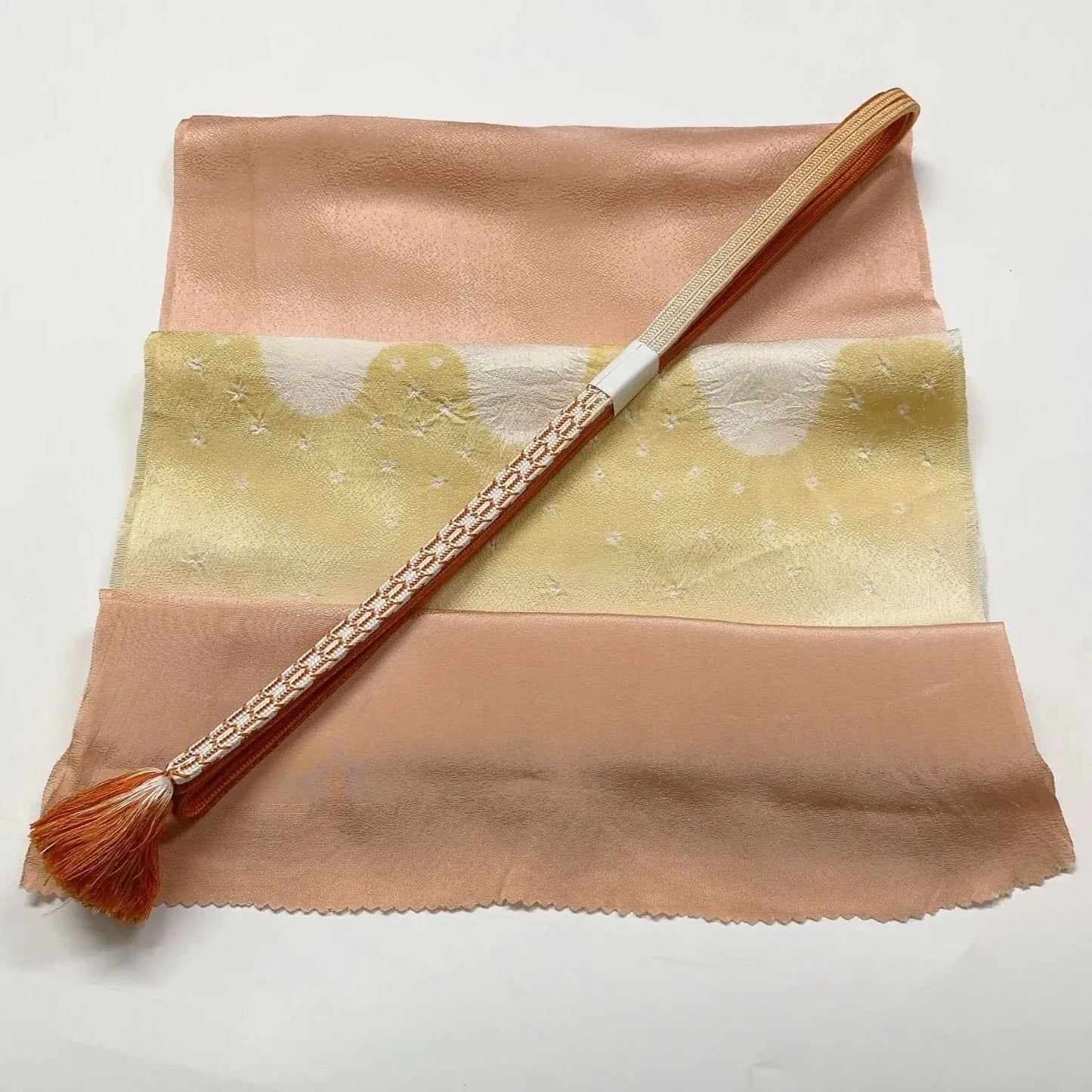7767# Japanese Kimono Accessory Vintage Obiage and Obijime 2-piece Set Silk