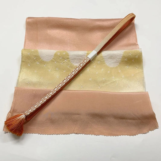 7767# Japanese Kimono Accessory Vintage Obiage and Obijime 2-piece Set Silk