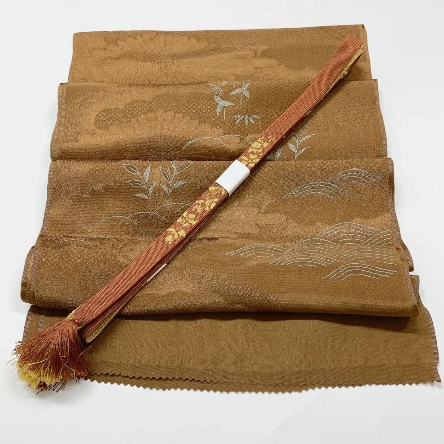 7775# Japanese Kimono Accessory Vintage Obiage and Obijime 2-piece Set Silk