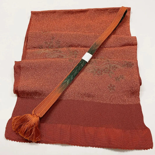 7779# Japanese Kimono Accessory Vintage Obiage and Obijime 2-piece Set Silk