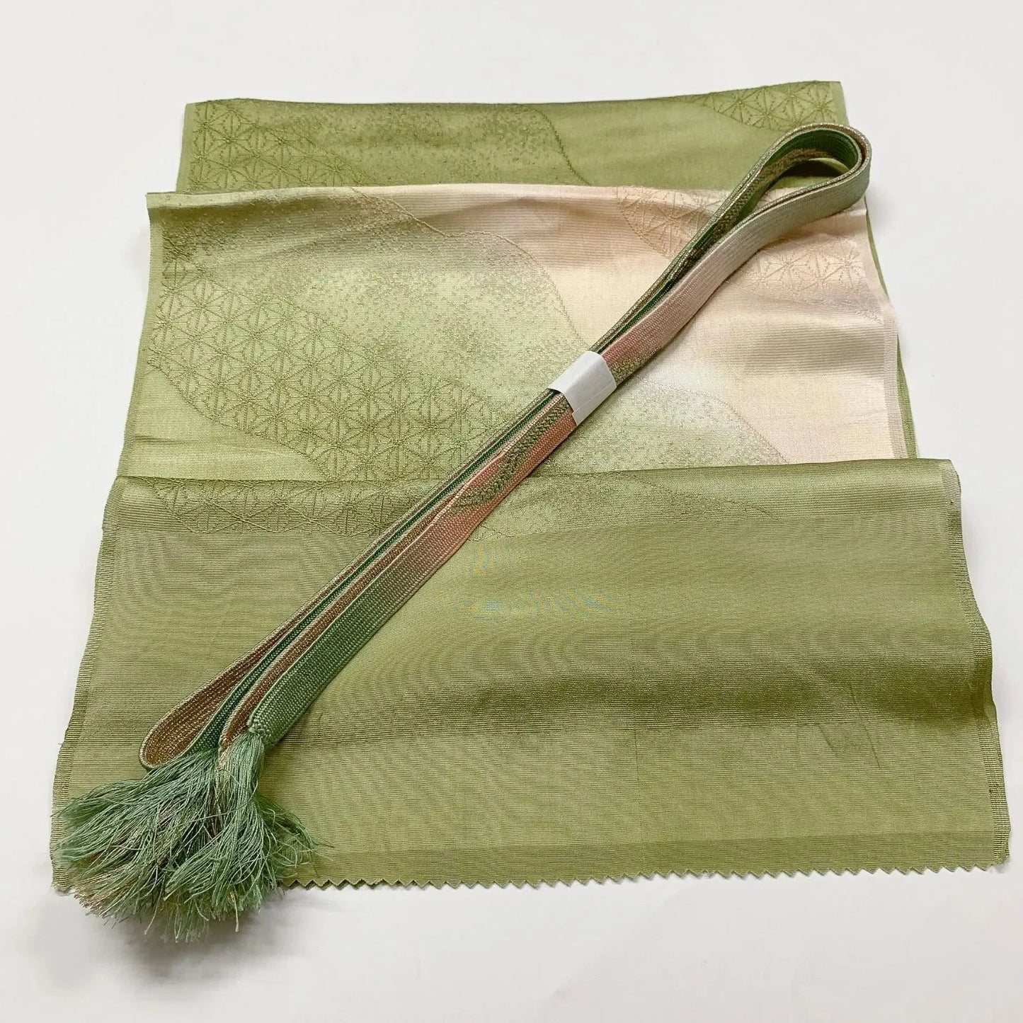 7780# Japanese Kimono Accessory Vintage Obiage and Obijime 2-piece Set Silk