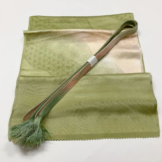 7780# Japanese Kimono Accessory Vintage Obiage and Obijime 2-piece Set Silk