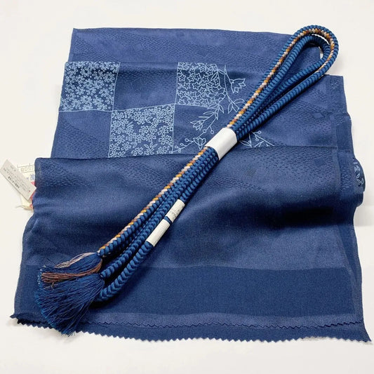 7784# Japanese Kimono Accessory Vintage Obiage and Obijime 2-piece Set Silk