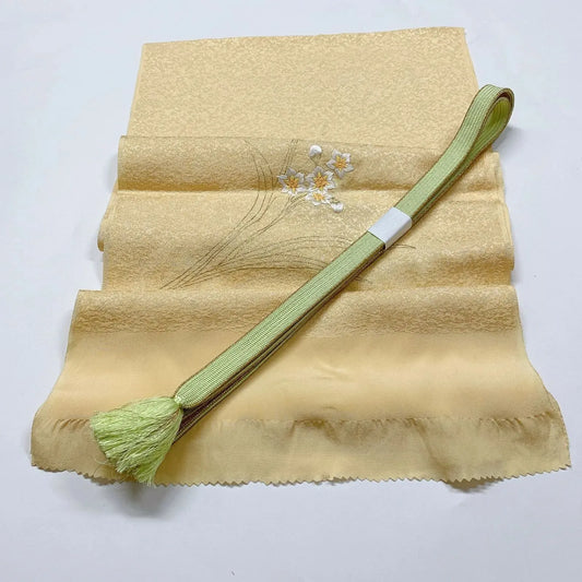7786# Japanese Kimono Accessory Vintage Obiage and Obijime 2-piece Set Silk