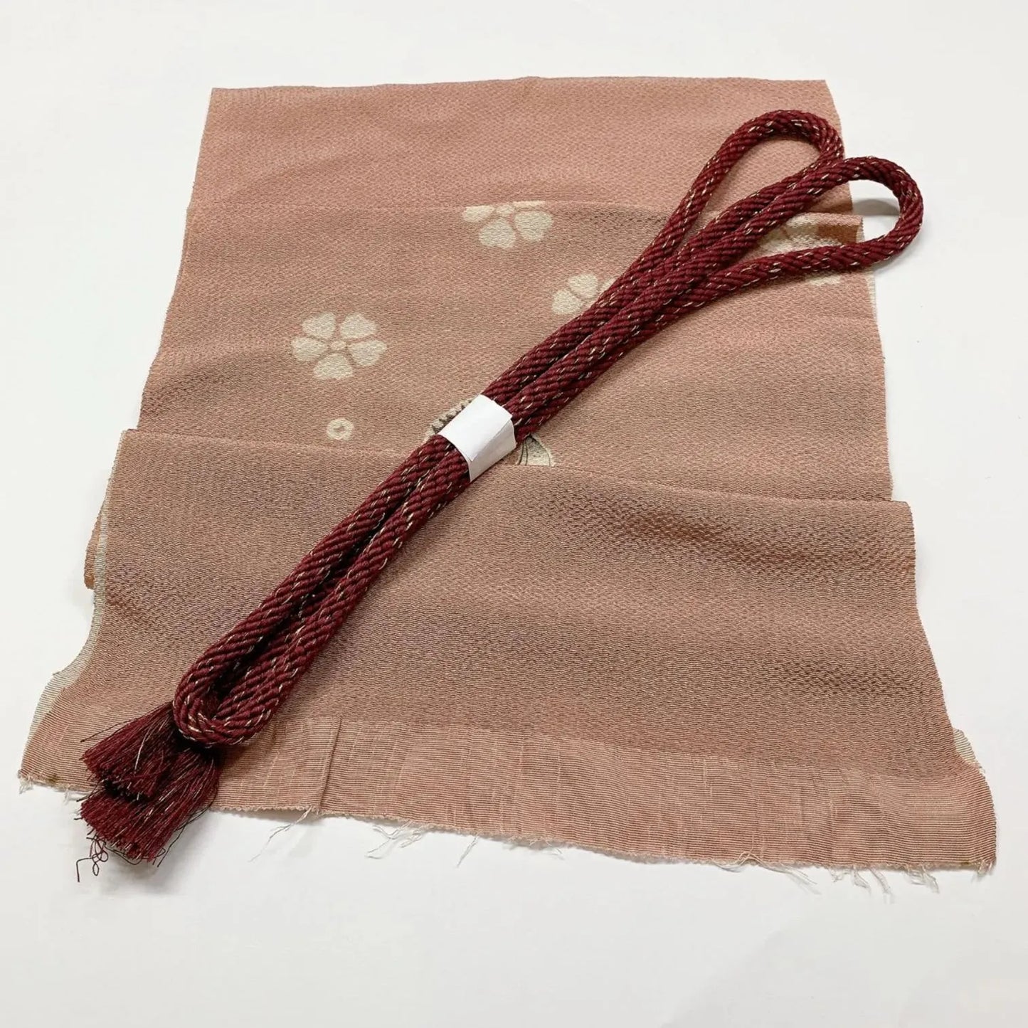 7791# Japanese Kimono Accessory Vintage Obiage and Obijime 2-piece Set Silk