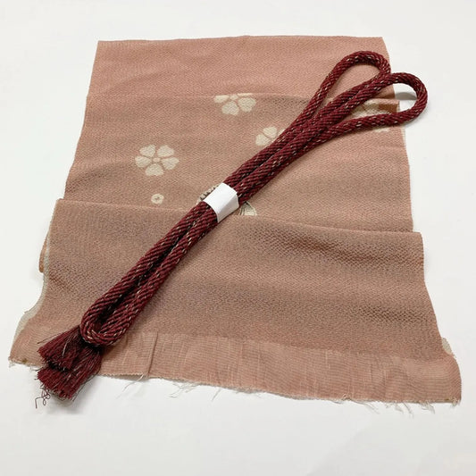 7791# Japanese Kimono Accessory Vintage Obiage and Obijime 2-piece Set Silk