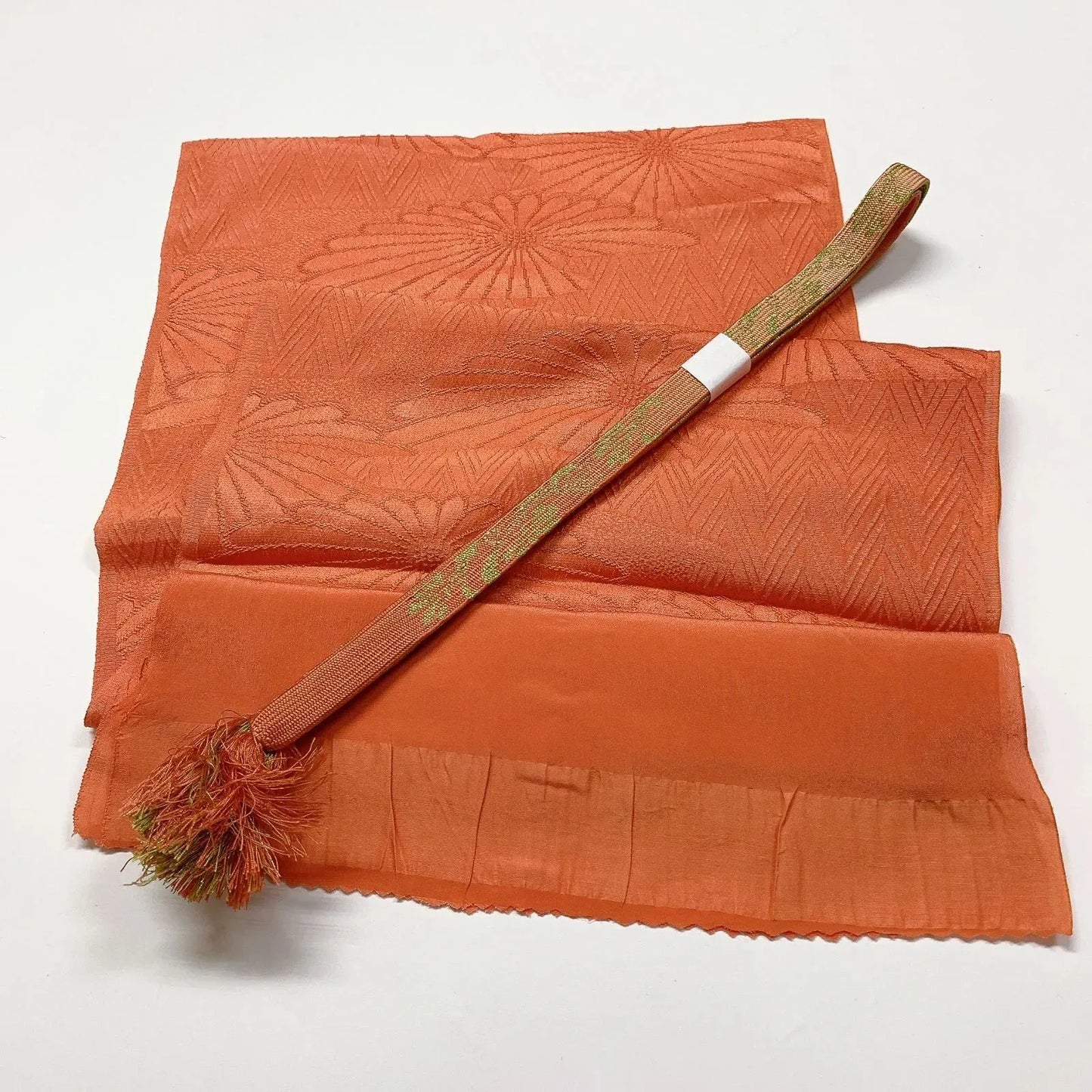 7793# Japanese Kimono Accessory Vintage Obiage and Obijime 2-piece Set Silk