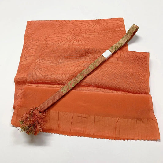 7793# Japanese Kimono Accessory Vintage Obiage and Obijime 2-piece Set Silk