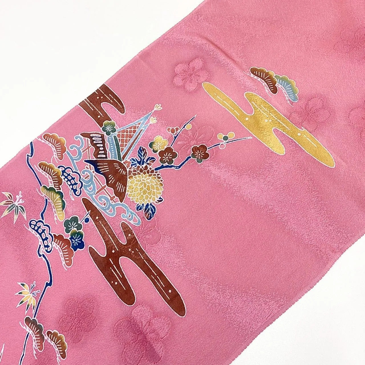 7821# Japanese Kimono Accessory Vintage Obiage and Obijime 2-piece Set Silk