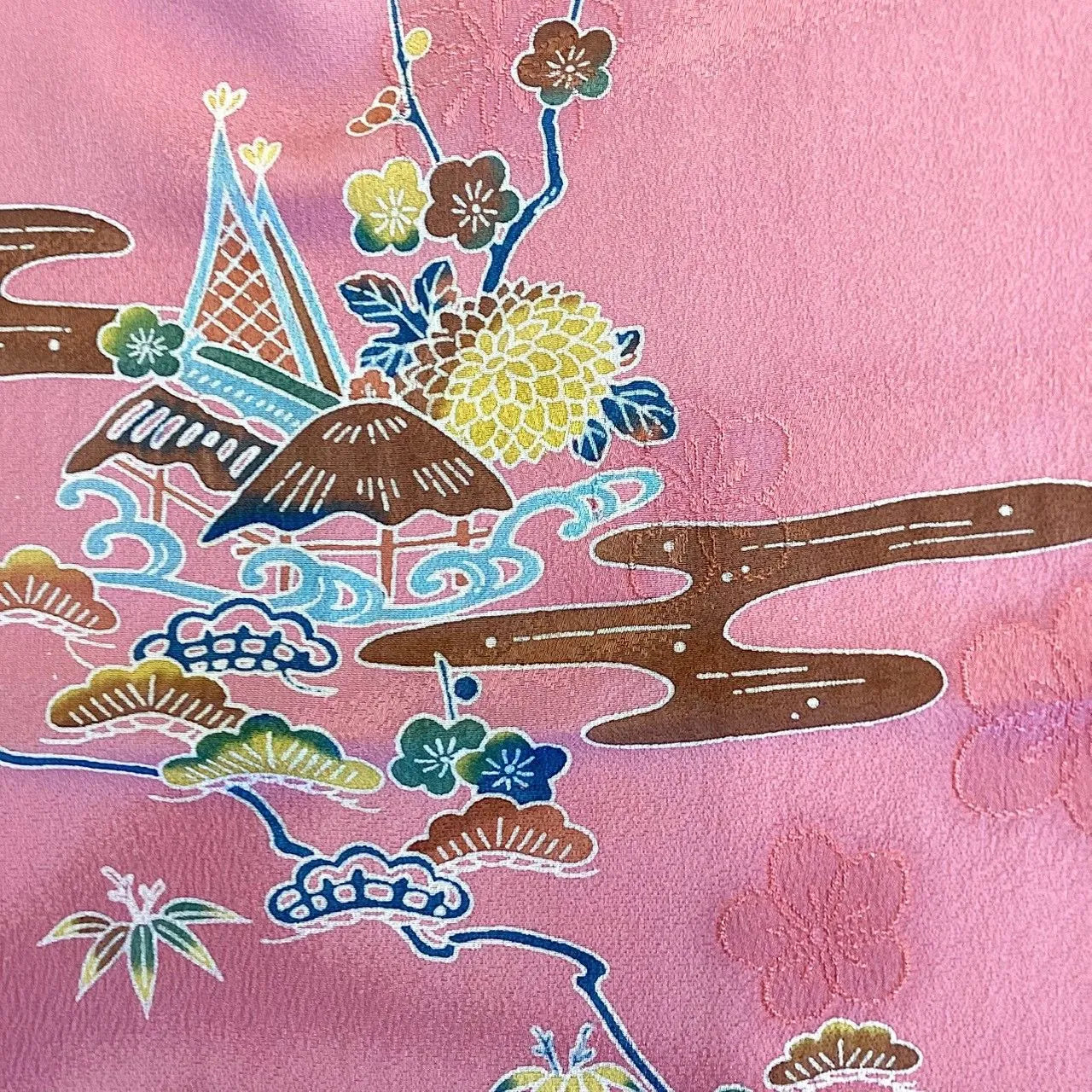 7821# Japanese Kimono Accessory Vintage Obiage and Obijime 2-piece Set Silk
