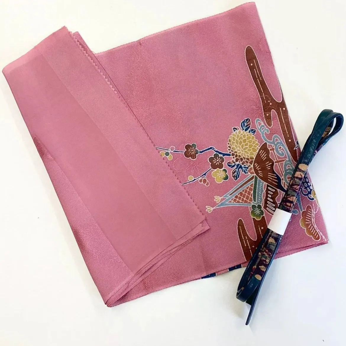7821# Japanese Kimono Accessory Vintage Obiage and Obijime 2-piece Set Silk
