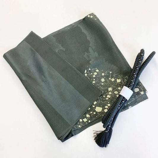 7823# Japanese Kimono Accessory Vintage Obiage and Obijime 2-piece Set Silk