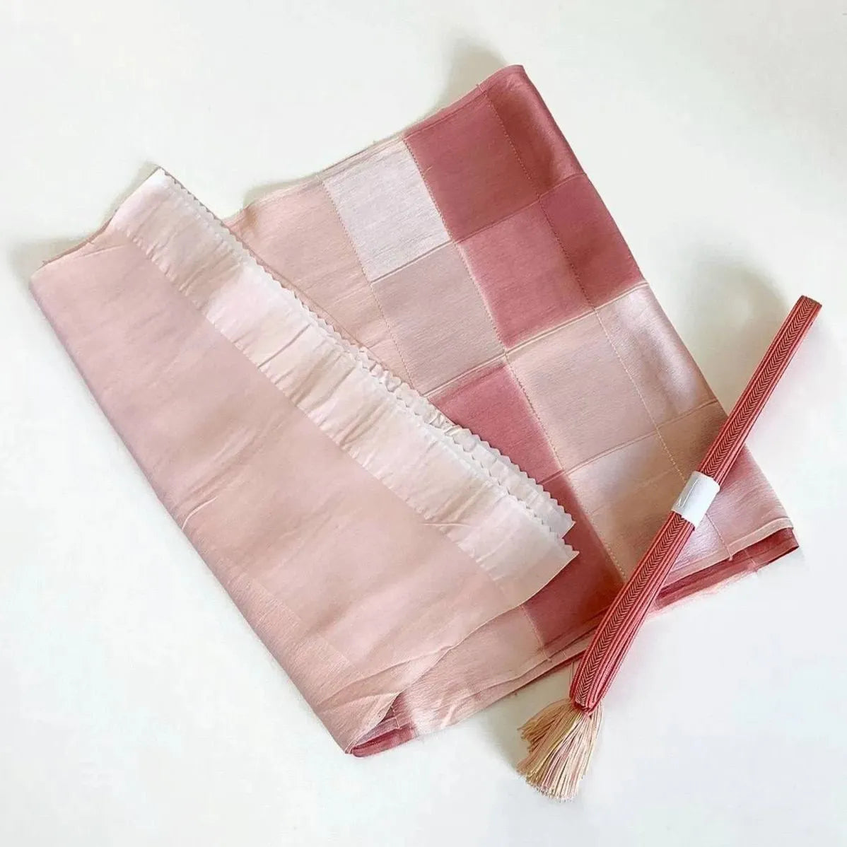 7833# Japanese Kimono Accessory Vintage Obiage and Obijime 2-piece Set Silk