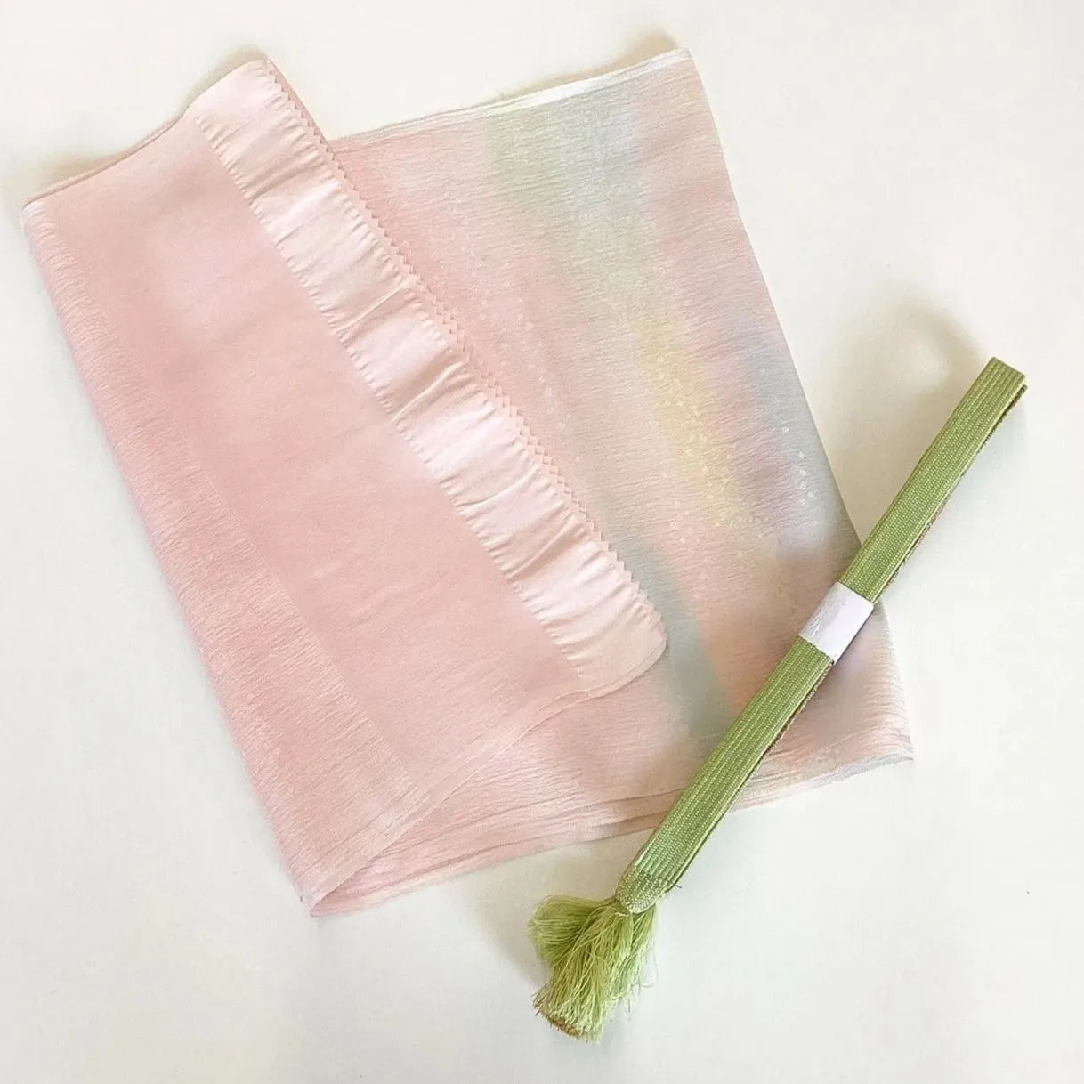 7835# Japanese Kimono Accessory Vintage Obiage and Obijime 2-piece Set Silk