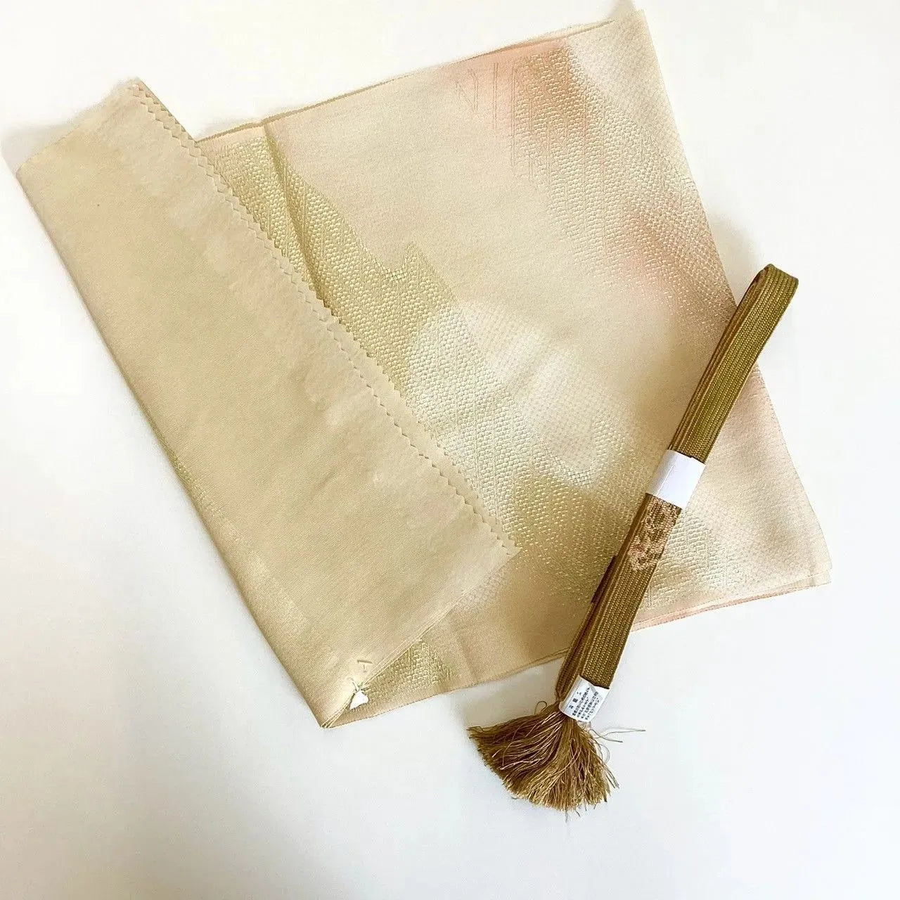 7836# Japanese Kimono Accessory Vintage Obiage and Obijime 2-piece Set Silk