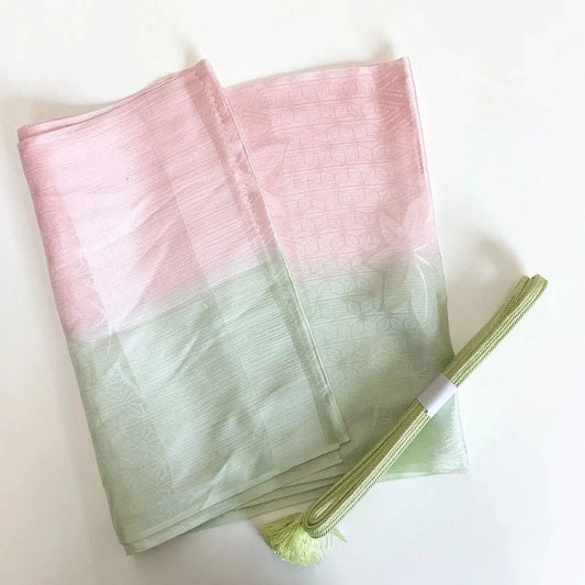 7842# Japanese Kimono Accessory Vintage Obiage and Obijime 2-piece Set Silk