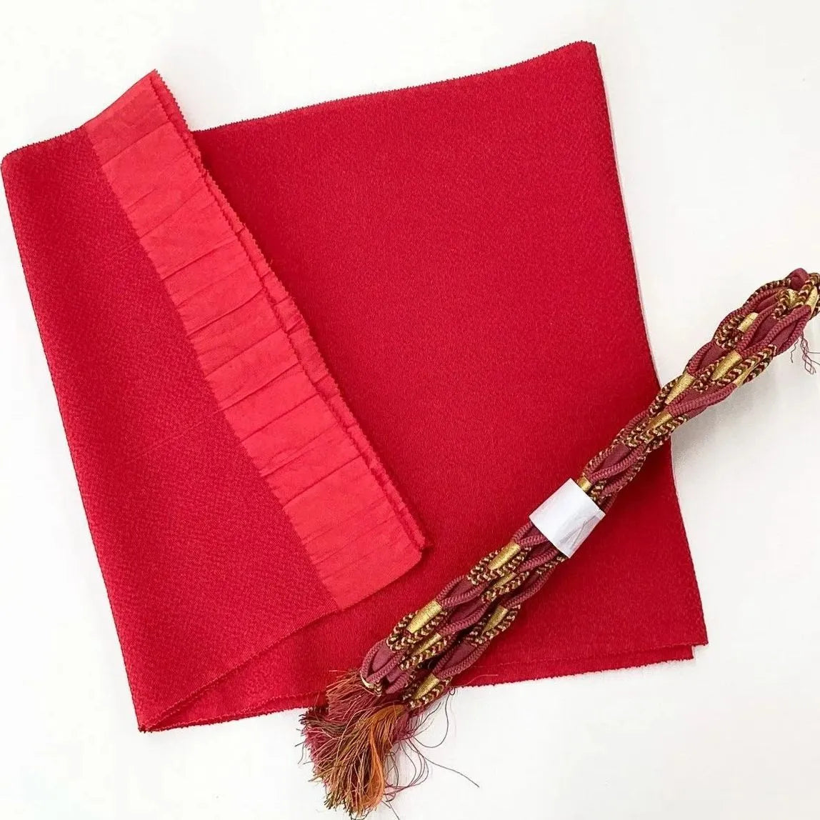 7846# Japanese Kimono Accessory Vintage Obiage and Obijime 2-piece Set Silk