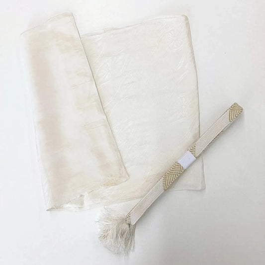 7848# Japanese Kimono Accessory Vintage Obiage and Obijime 2-piece Set Silk