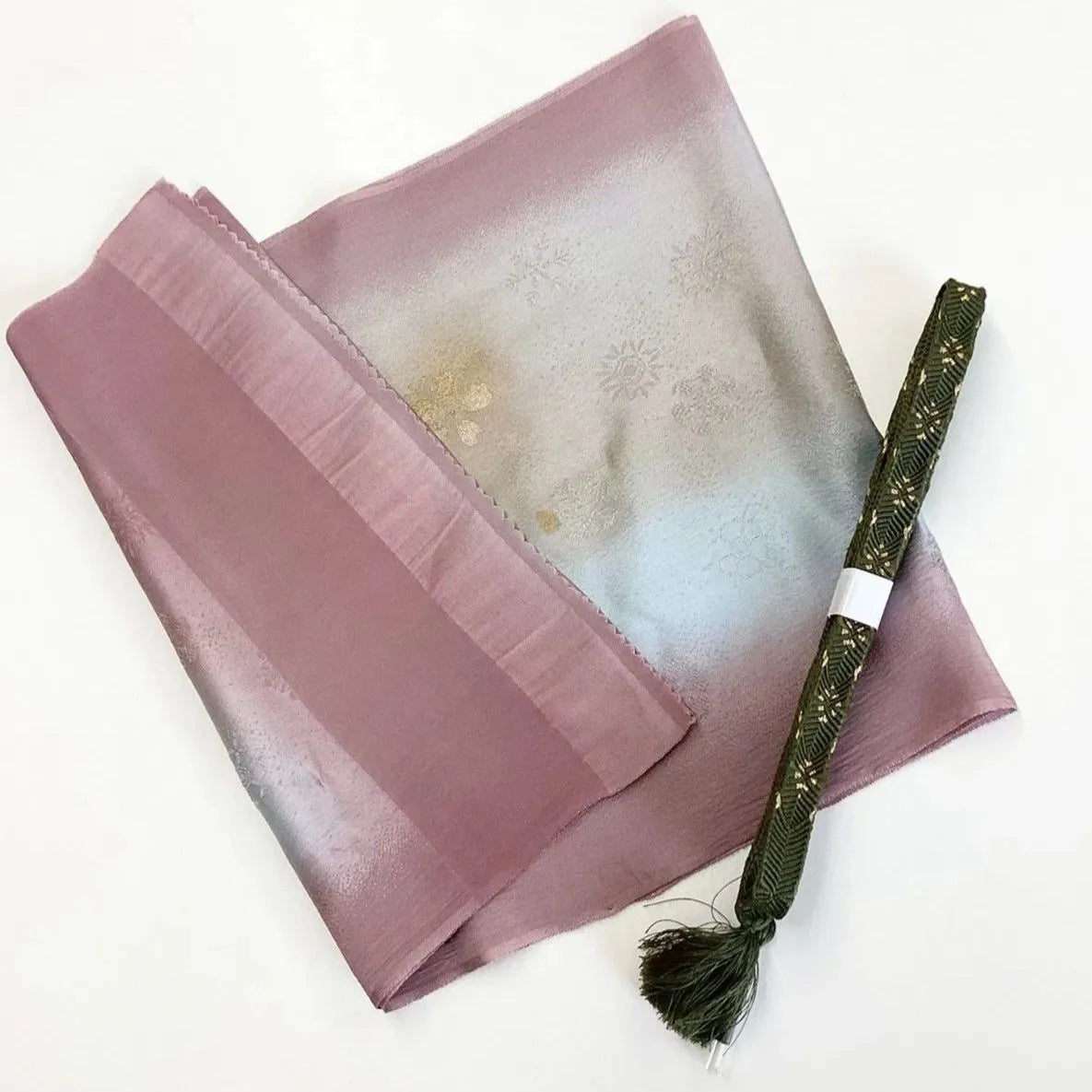 7852# Japanese Kimono Accessory Vintage Obiage and Obijime 2-piece Set Silk