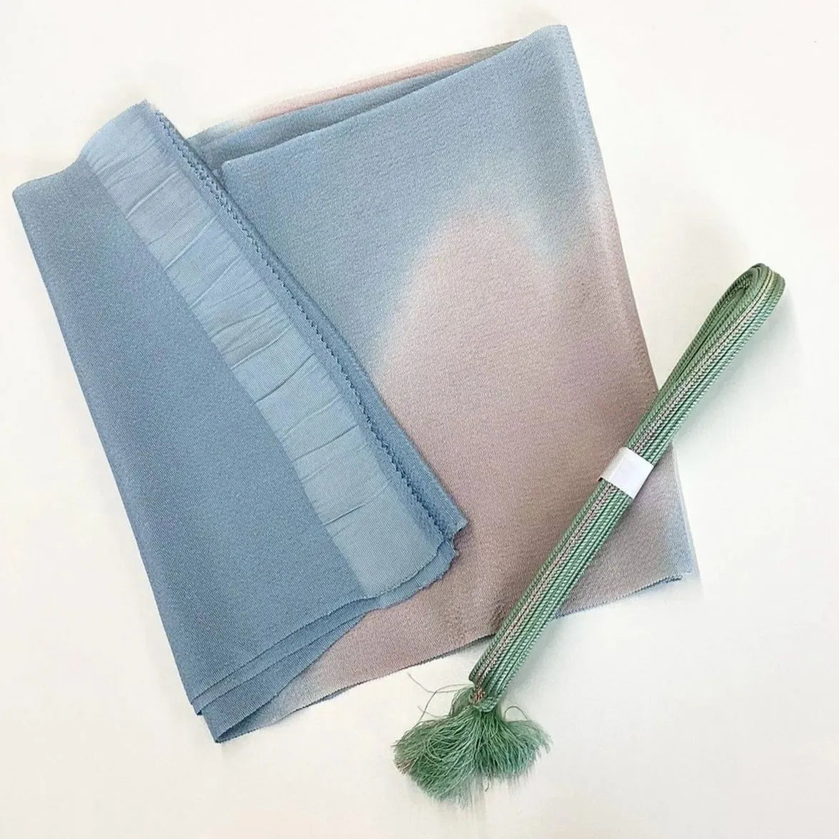 7853# Japanese Kimono Accessory Vintage Obiage and Obijime 2-piece Set Silk