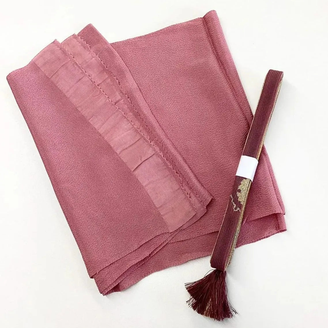 7859# Japanese Kimono Accessory Vintage Obiage and Obijime 2-piece Set Silk