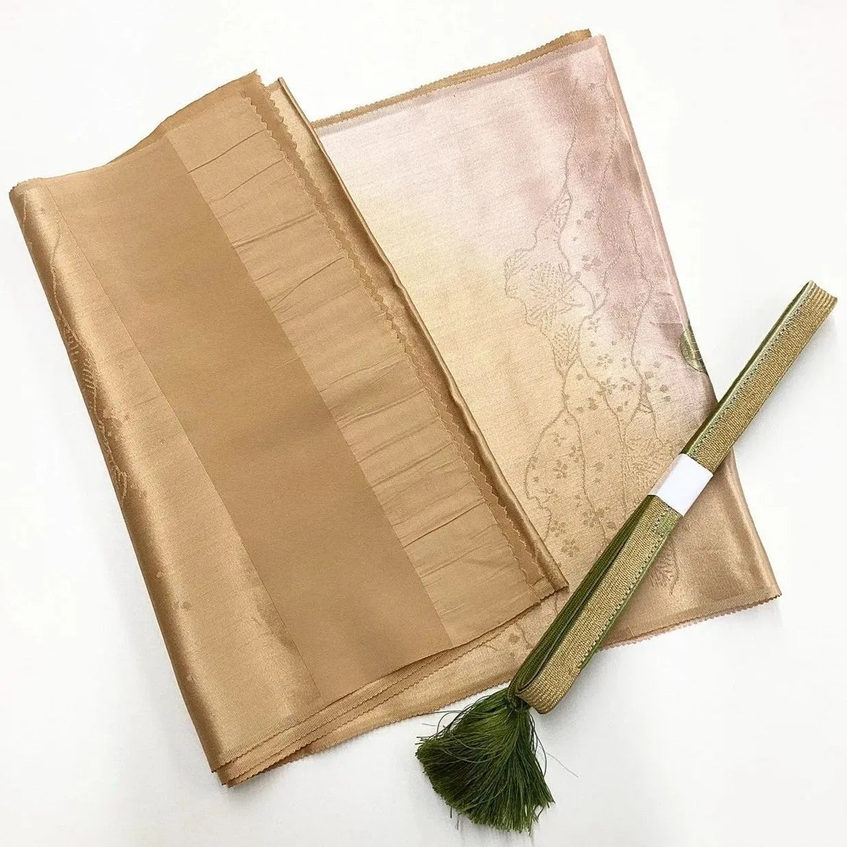 7870# Japanese Kimono Accessory Vintage Obiage and Obijime 2-piece Set Silk